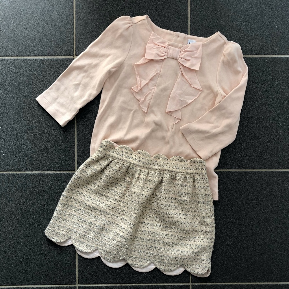 Janie and Jack | Ruffle Bow Top w Tweed Skirt